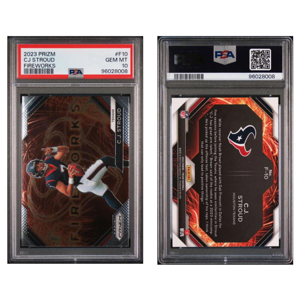 2023 Panini Prizm Fireworks #F10 CJ Stroud RC Rookie Card PSA 10 Gem Mint - Picture 3 of 4
